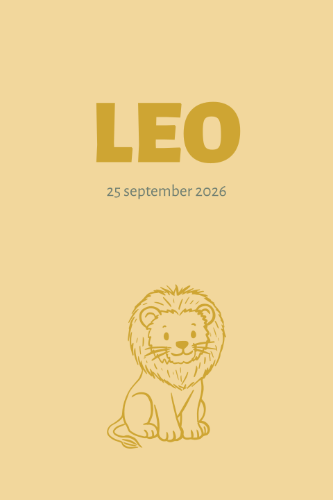 Geboortekaartje safari leeuw lijntekening