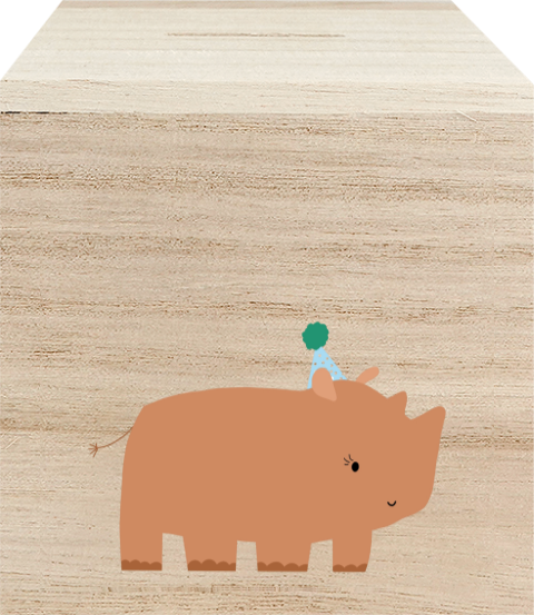 Houten Spaarpot | Neushoorn Hoedje