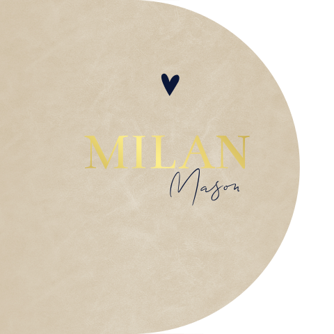 Geboortekaartje jongen stoer donkerblauw goudfolie