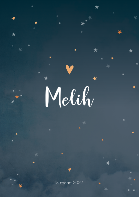 Geboortekaart Jongen Sterren Heelal Koper