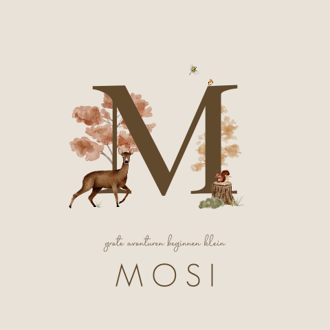 Geboortekaartje Letter Bosdieren Herfst jongen