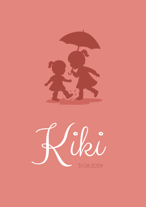 Geboortekaartje Meisje Regen Paraplu herfst