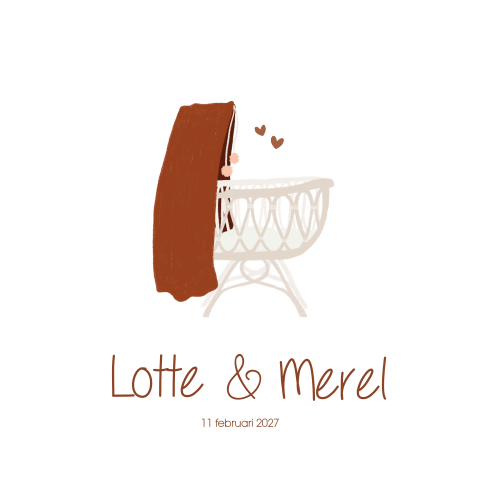 Geboortekaartje Wiegje Tweeling Meisjes Hartjes