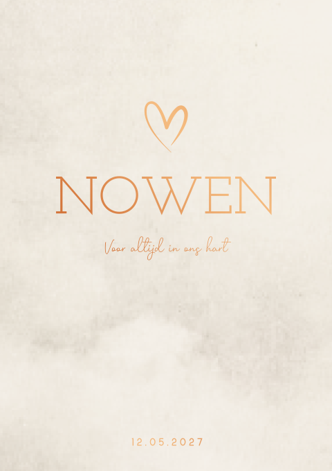 Rouwkaart jongen gewolkt beige koperfolie