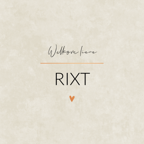 Geboortekaartje jongen beige velvet koperfolie