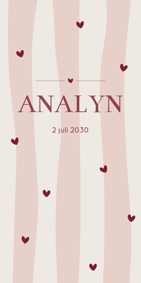 Geboortekaartje Meisje Gestreept Beige Roze