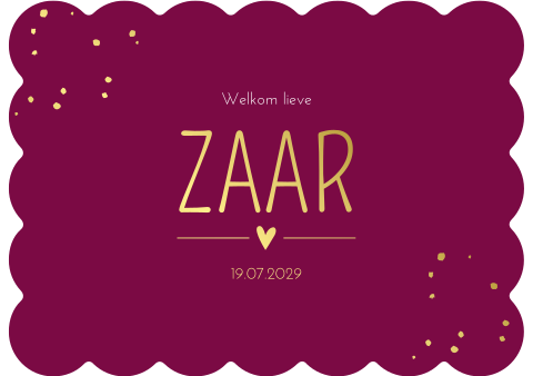 Geboortekaartje Meisje Koekvorm Aubergine stippen