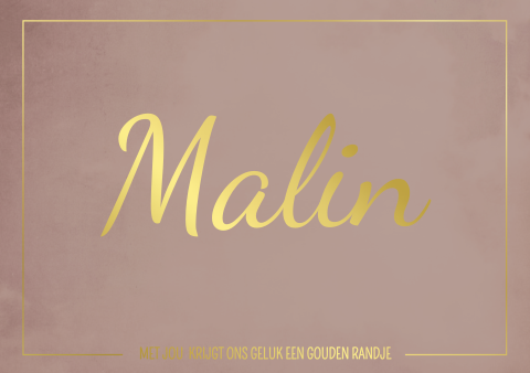 Geboortekaartje meisje goudfolie aquarel roze