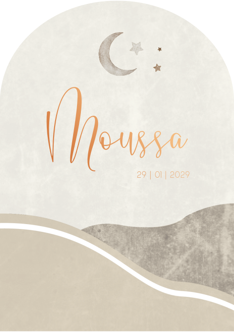 Geboortekaartje Neutraal Bergen Maan