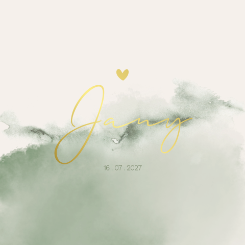 Geboortekaartje Dromerig Beige Groen Gewolkt