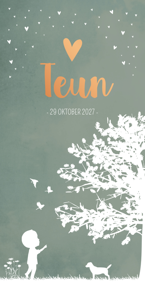 Geboortekaartje Jongen Illustratie Groen Boom