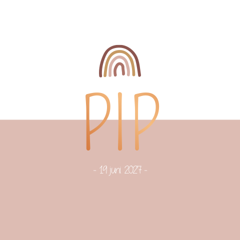 Geboortekaartje Meisje Oudroze Regenboog Koperfolie