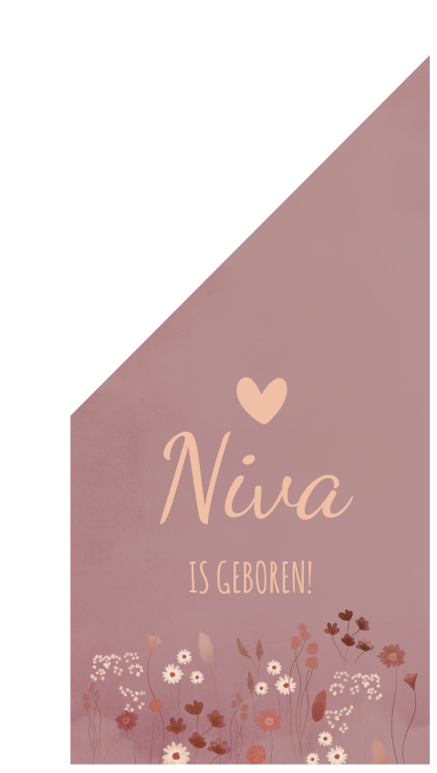 XL Geboortevlag Groot Bloemetjes Roze Hartje