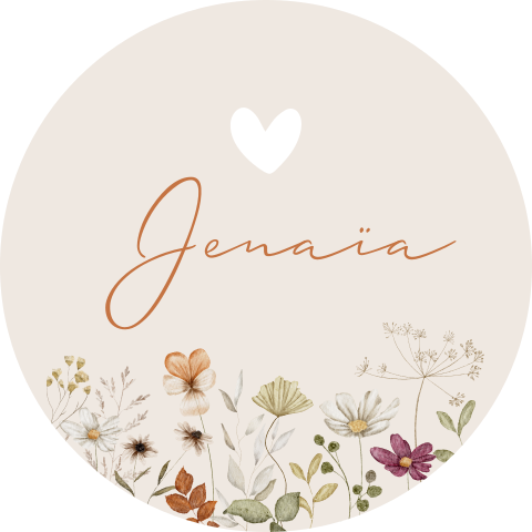 Sluitsticker Beige Bloemetjes Lente Vrolijk