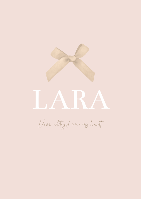 Rouwkaart Meisje Strikje Klassiek Roze