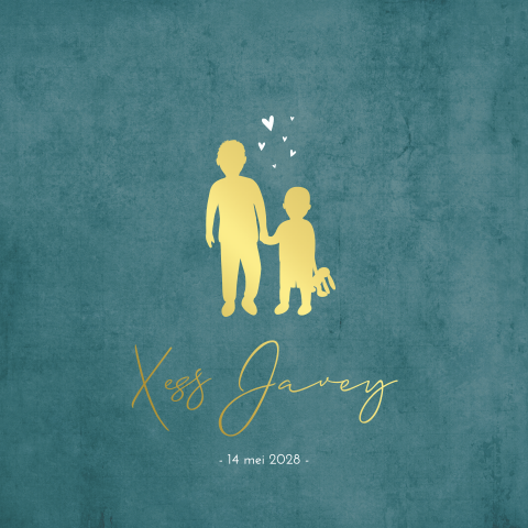 Geboortekaartje Jongen Silhouetten Kindjes Goudfolie