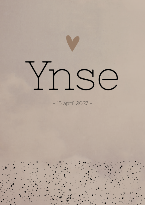 Geboortekaartje Jongen Taupe Hartje Stippen