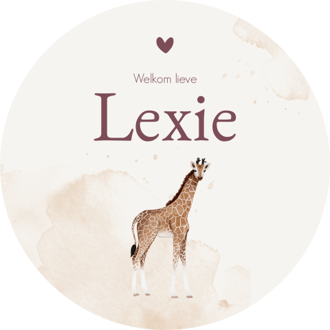 Raamsticker Rond Beige Giraffe