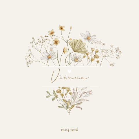 Geboortekaartje Veldbloemen Aquarel Naturel Meisje