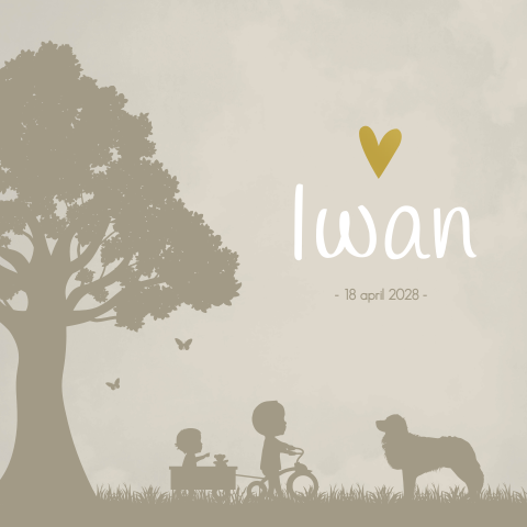 Geboortekaartje Jongen Beige hond stoer