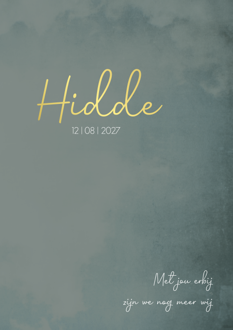 Geboortekaartje Jongen Petrol Gewolkt Goudfolie