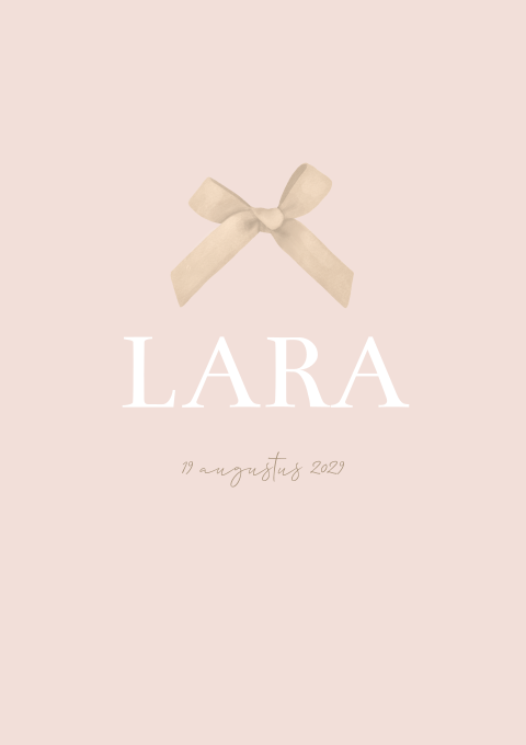 Geboortekaart Meisje Strikje Klassiek Roze