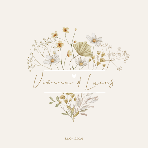 Trouwkaart Veldbloemen Aquarel Naturel Meisje