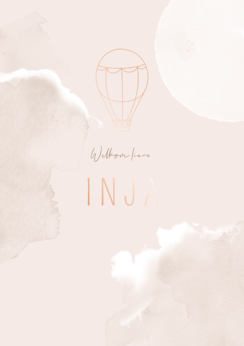 Geboortekaartje Meisje Luchtballon Wolkjes Maan