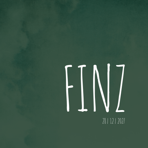 Geboortekaartje jongen donkergroen gewolkt