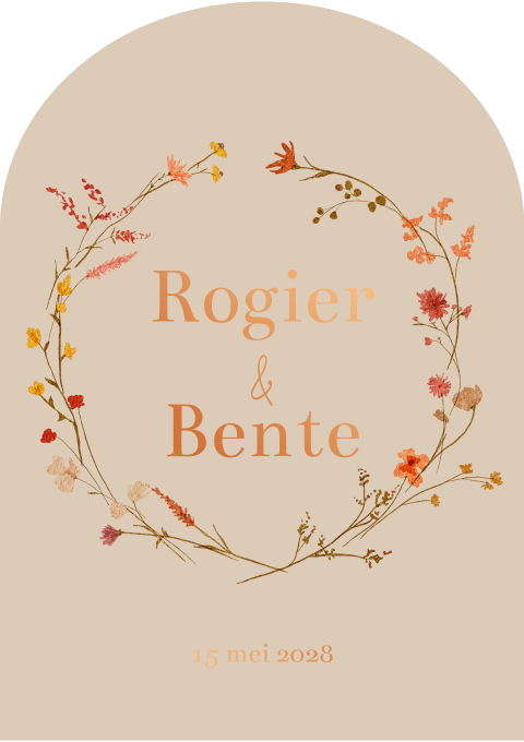 Trouwkaart Boogkaart Bloemenkrans