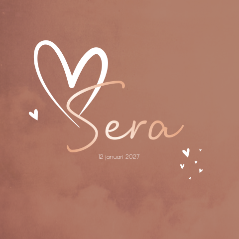 Geboortekaartje meisje hartjes roze roséfolie