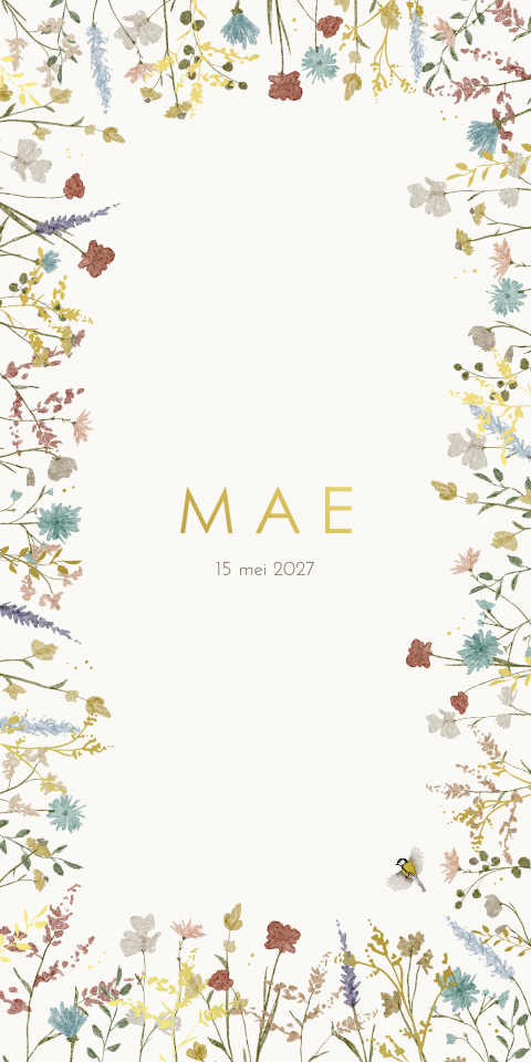 Geboortekaartje Bloemen Modern Romantisch Goudfolie