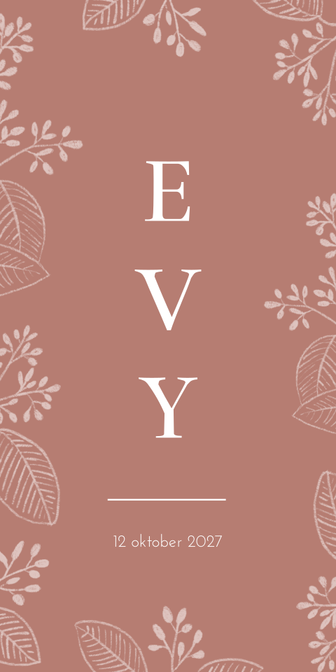 Geboortekaartje Meisje Roze Bloemen Tekening