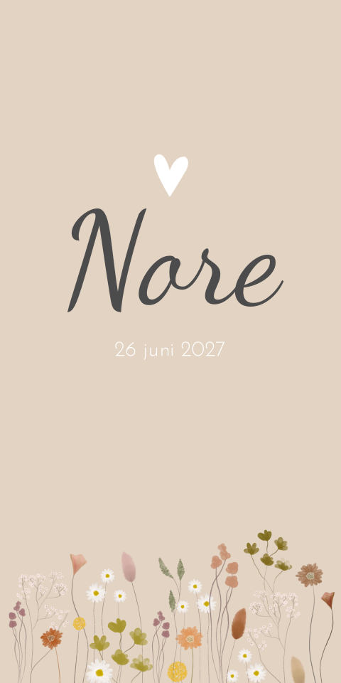 Geboortekaartje bloemen met label