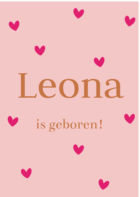 Geboortebord meisje geboren lief hartjes