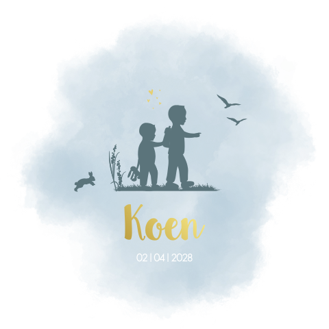 Geboortekaartje Silhouet Wandelen Kindjes