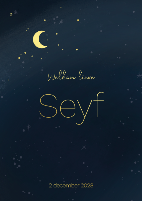 Geboortekaartje Jongen Heelal Goudfolie sterren