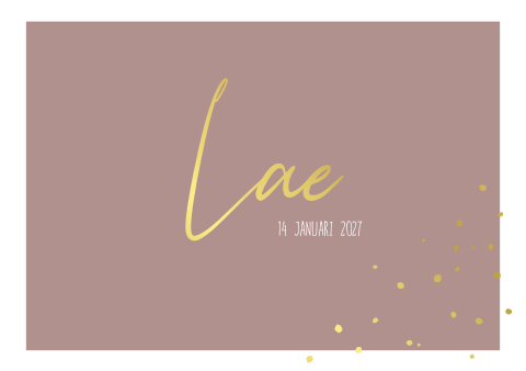 Geboortekaartje meisje roze stippen goudfolie