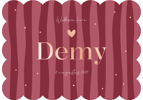 Geboortekaartje Meisje Burgundy Strepen