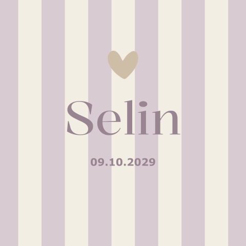 Geboortekaartje Meisje Lila Streepjes