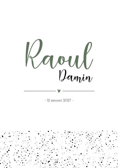 Geboortekaartje Jongen Wit Groen Stippen