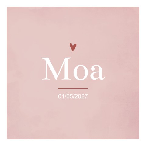 Geboortekaartje meisje roze hartje lijn