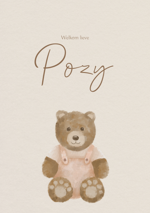 Geboortekaartje Meisje Watercolor Beer