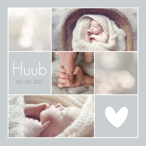 Geboortekaartje jongen oudblauw babyfoto