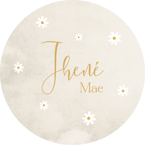 Raamsticker Rond Beige Margrietjes Bloemetjes