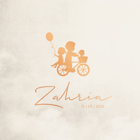 Geboortekaartje Meisje Silhouetten Kindjes Beige