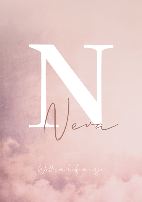 Geboortekaartje Roze Initiaal Hip