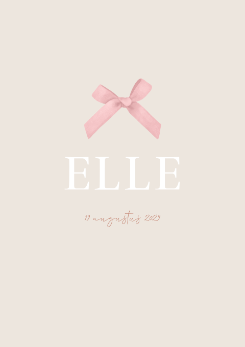 Geboortekaart Meisje Strikje Roze Klassiek