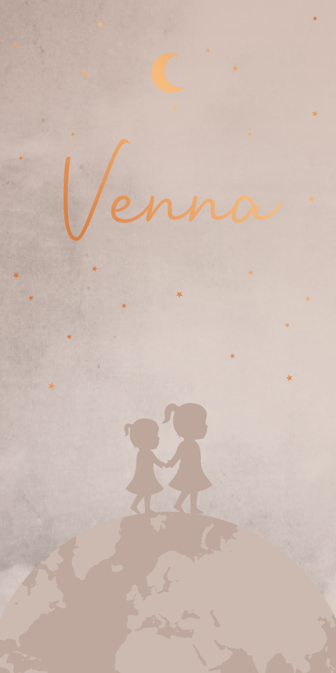 Geboortekaartje Meisje Zusje Wereldbol