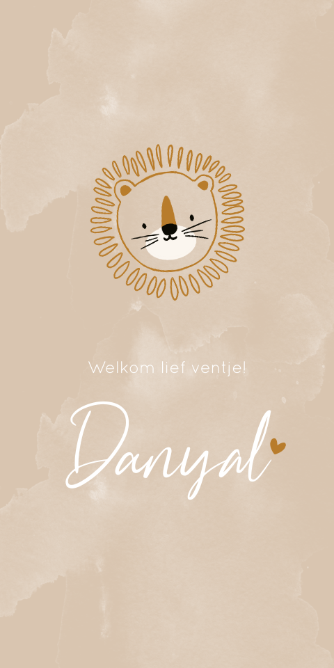 Geboortekaartje Jongen Leeuwtje Lijntekening